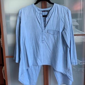 Zara Light Blue Denim Blouse